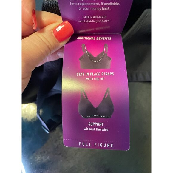 Vanity Fair NWT Black Full Figure Beauty Back Bra Sz 40DD - Picture 9 of 10